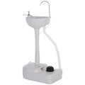 HDPE Outdoor Portable Handwash Sink with Foot Pump and Towel Holder - White