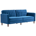Modern Convertible Velvet-Touch Tufted Sofa Futon Loveseat with Adjustable Split Back - Blue