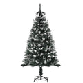 5FT Artificial Snow Dipped Pencil Christmas Tree with White Berries and Foldable Feet - Dark Green