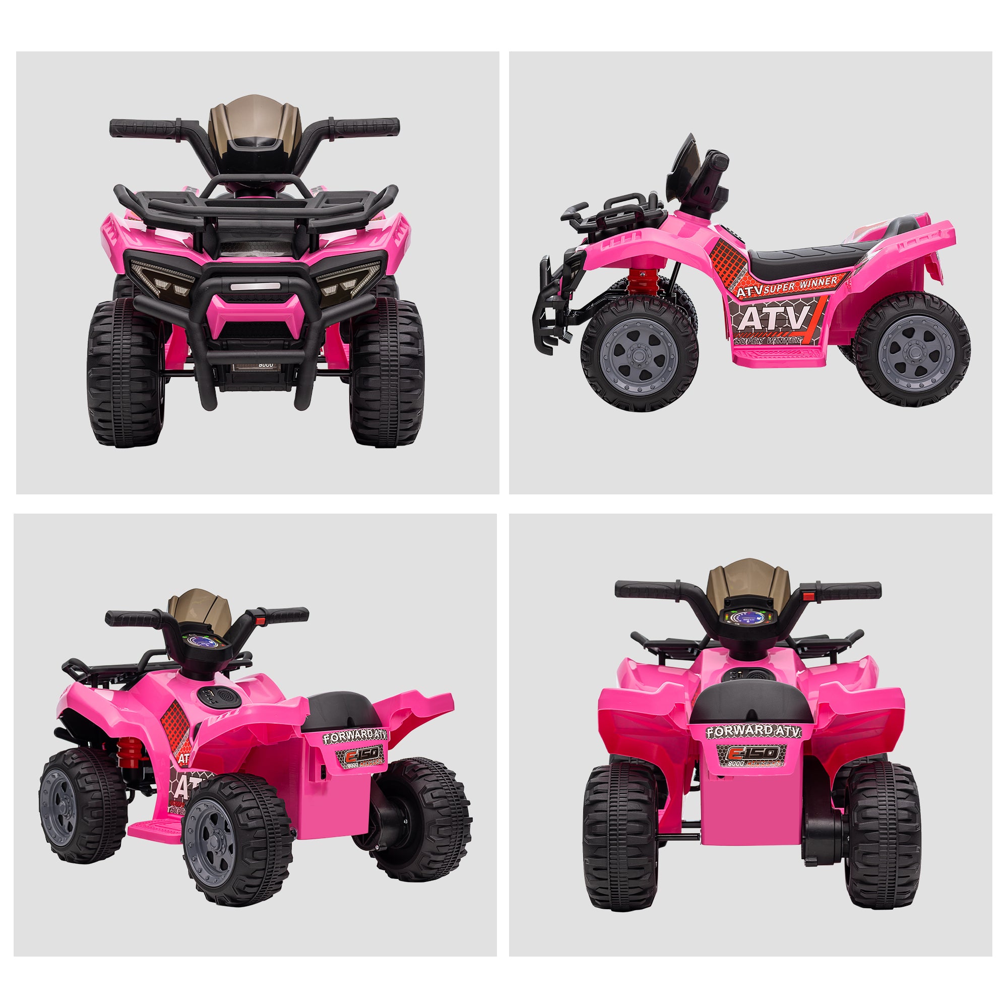 Kids Ride-on Four Wheeler ATV Car with Real Working Headlights, 6V Battery Powered Motorcycle for 18-36 Months, Pink