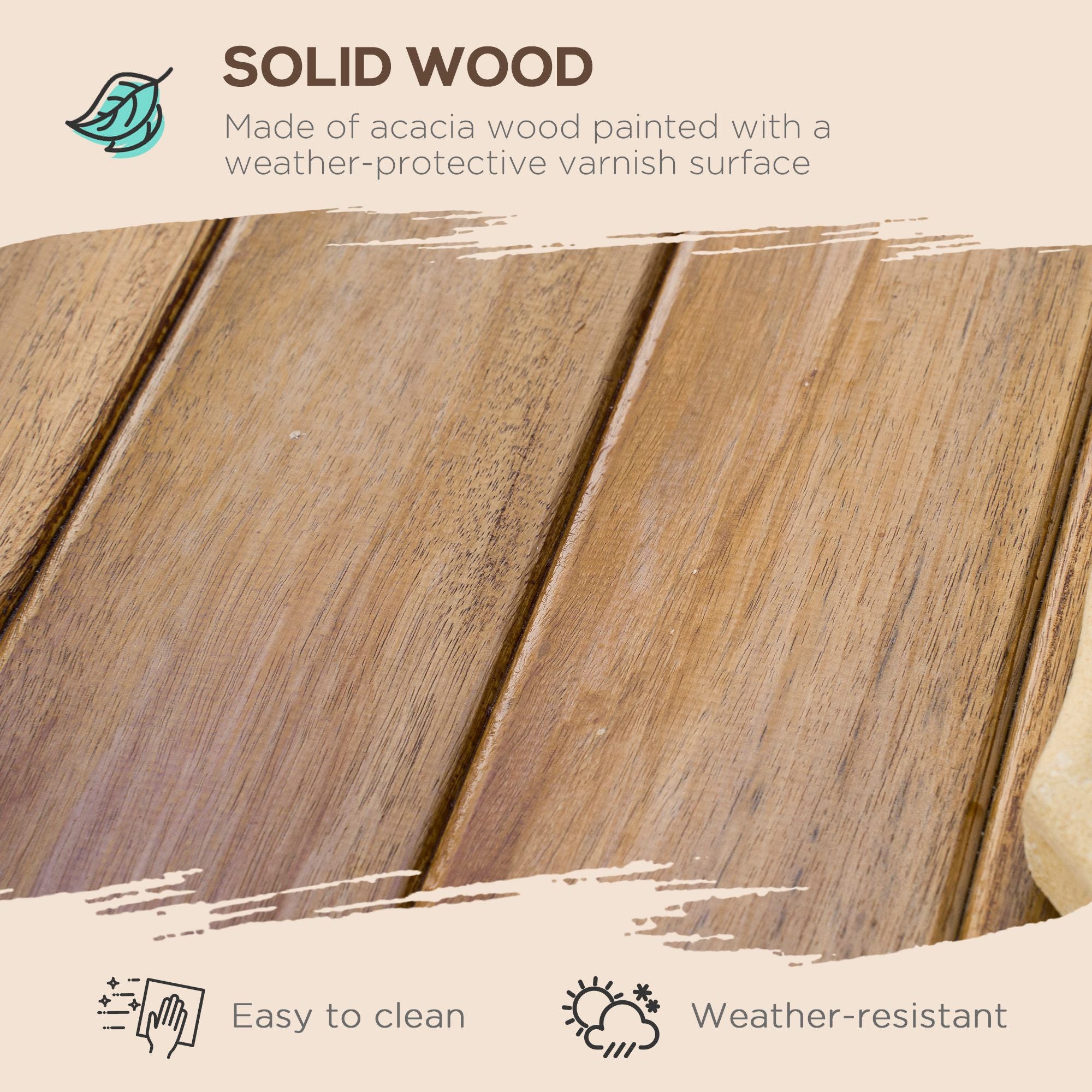 3 Piece Outdoor Garden Dining Set Acacia Wood Natural Finish