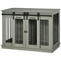 Double Dog Crate Furniture for Large and Small Dogs - Grey Wood Grain