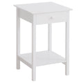 Wooden Bedside Table Cabinet with Drawer - White