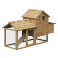 Chicken Coop Hen Cage Small Animal Hutch with Outdoor Run 150.5 x 54 x 87 cm - Natural