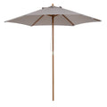 2.5m Wooden Garden Parasol with Ventilated Polyester Canopy - Grey