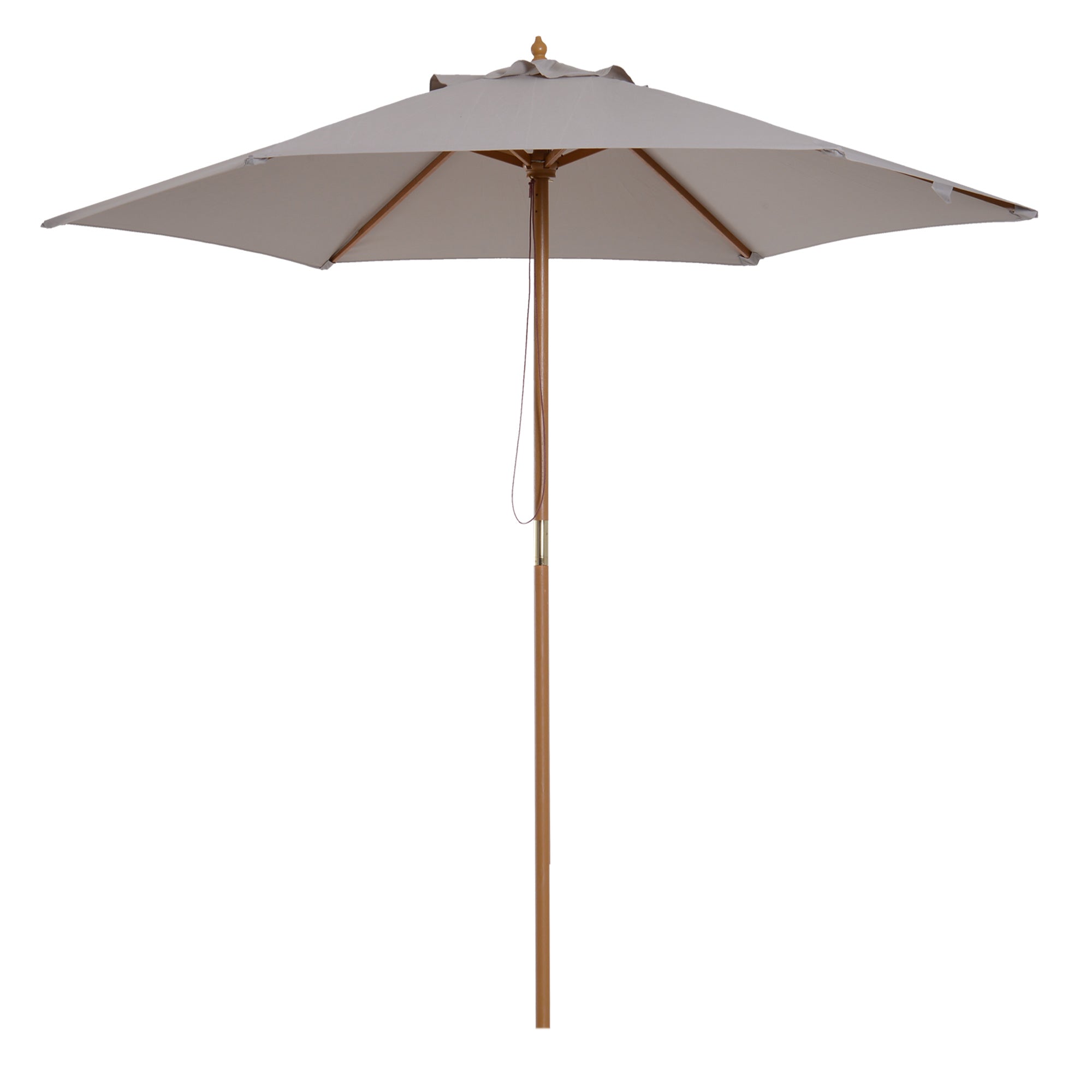 2.5m Wooden Garden Parasol with Ventilated Polyester Canopy - Grey