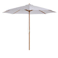 3 Metre Fir Wood Garden Parasol with Bamboo Ribs - Cream White