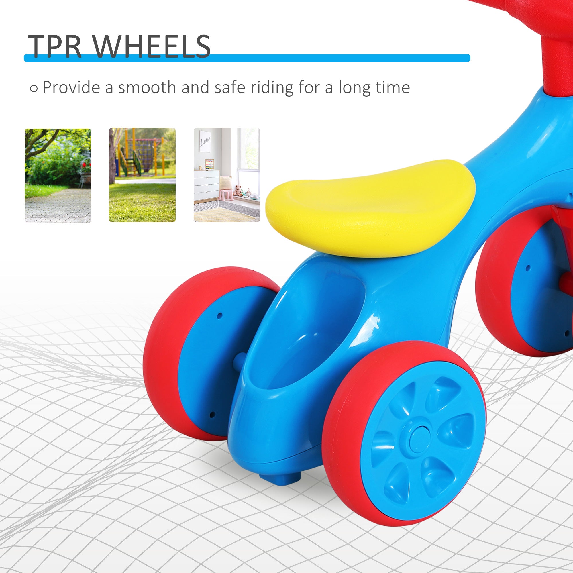 Toddler Training Walker Balance Ride-On Toy with Rubber Wheels Blue