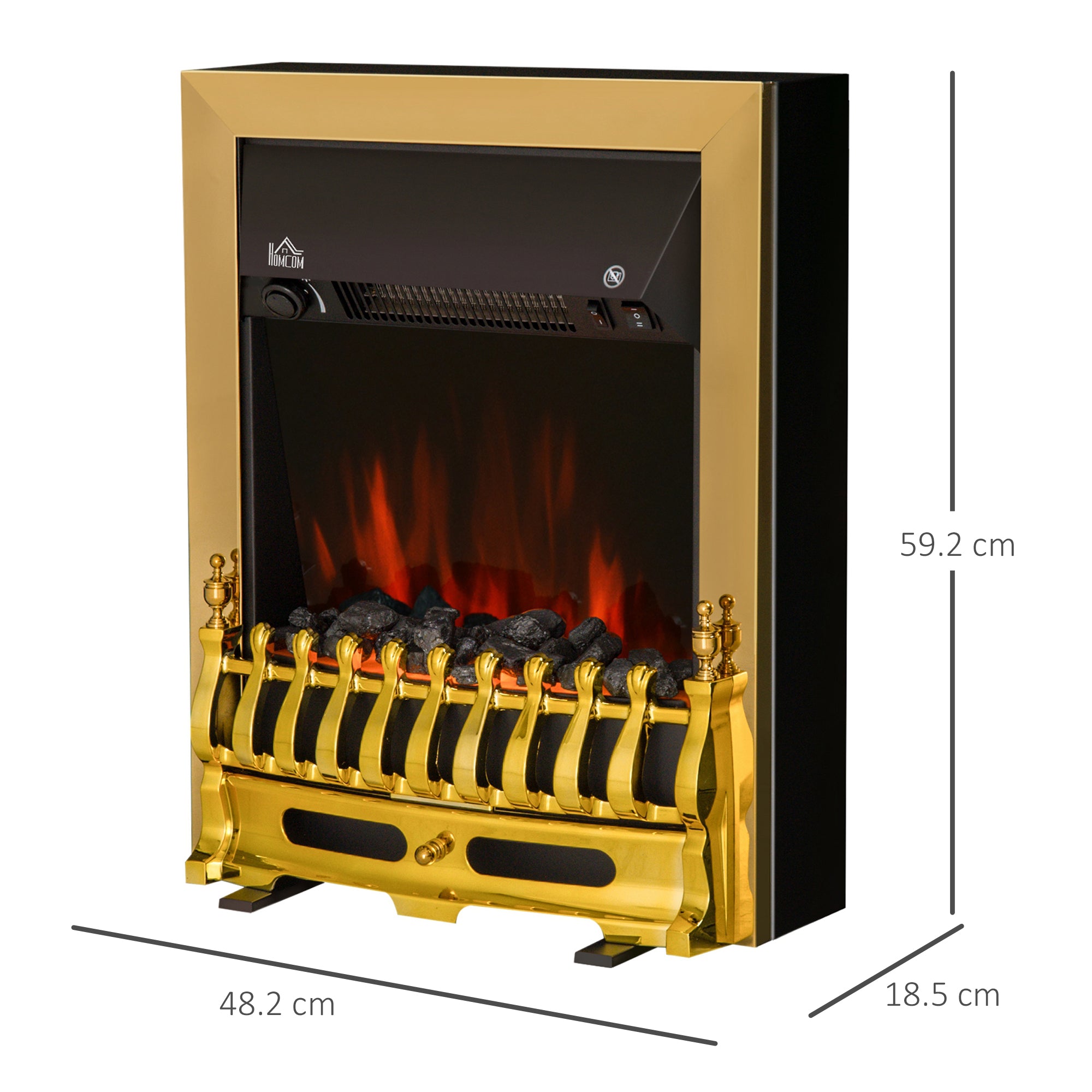 LED Flame Electric Fire Place-Golden