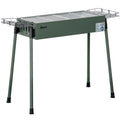 Portable Charcoal Barbecue Grill with Storage Baskets and Adjustable Air Vents - Dark Green