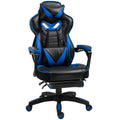 Ergonomic Racing Gaming Chair with Adjustable Height, Recliner, Headrest, Lumbar Support & Retractable Footrest - Blue