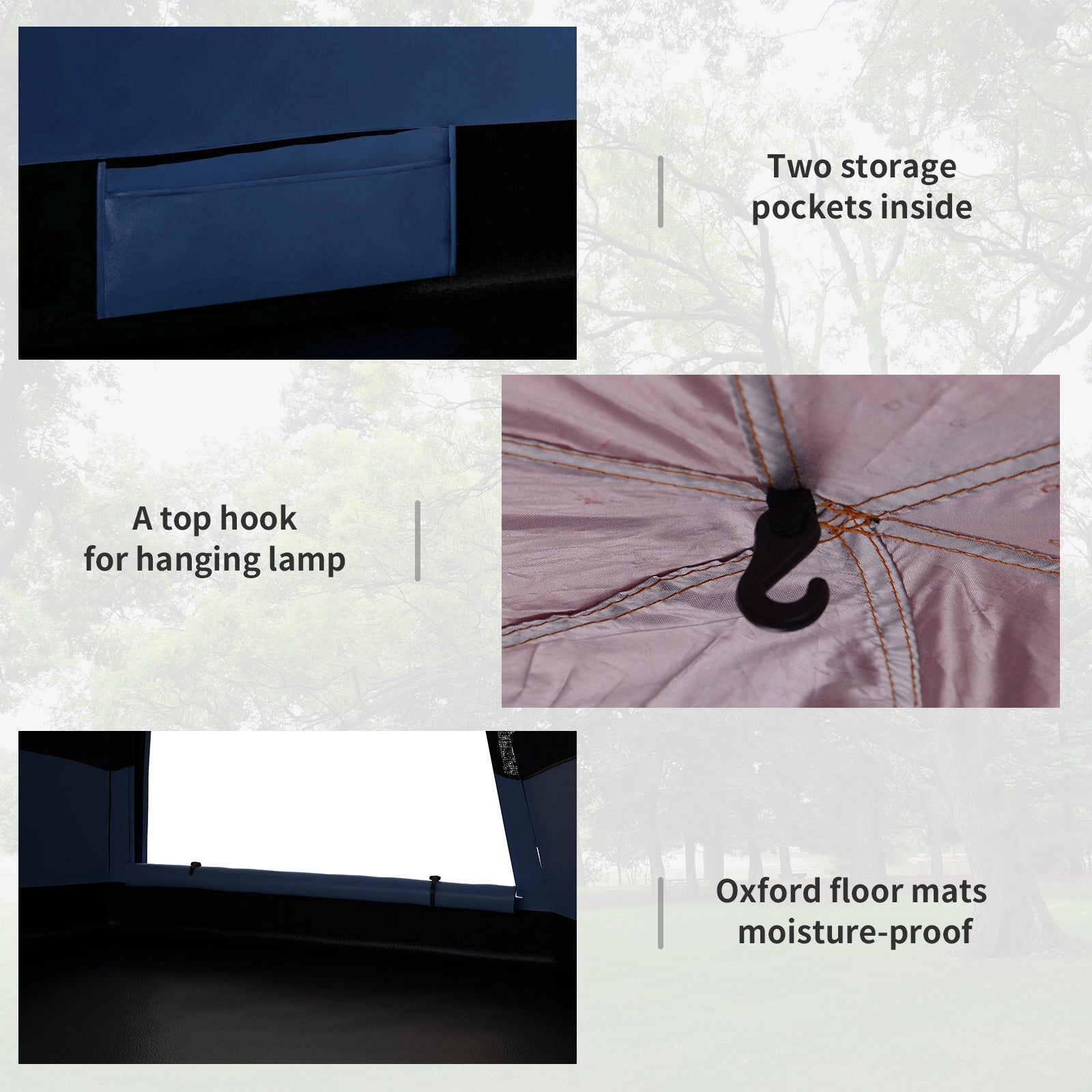 4-Person Double Layer Hexagon Dome Pop Up Camping Tent with Rainfly and Welded Floor - Blue and Black