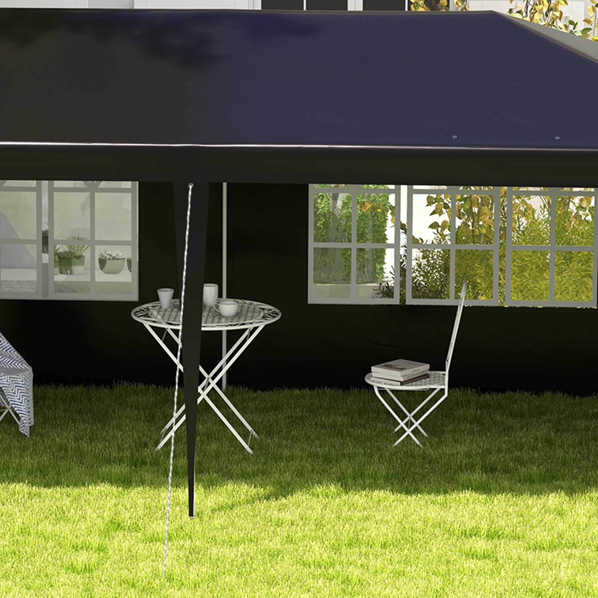 6 x 3 m Party Tent Gazebo Marquee Outdoor Patio Canopy Shelter with Windows and Side Panels, Black