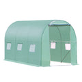 Walk-In Polytunnel Greenhouse 3x2m with Zipped Door and Clear PE Cover - Green