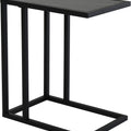 C Shape Side Table with Marble-Effect Top and Metal Frame - Black White