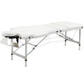 Adjustable Folding PVC Leather Massage Table with Aluminium Frame, Headrest & Carry Bag - White