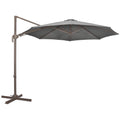 3 Metre Cantilever Parasol with Aluminium Frame, Tilt Crank & 360° Swivel - Dark Grey