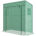 Walk-In Lean-To Greenhouse with Reinforced PE Cover 196x77x197cm - Green