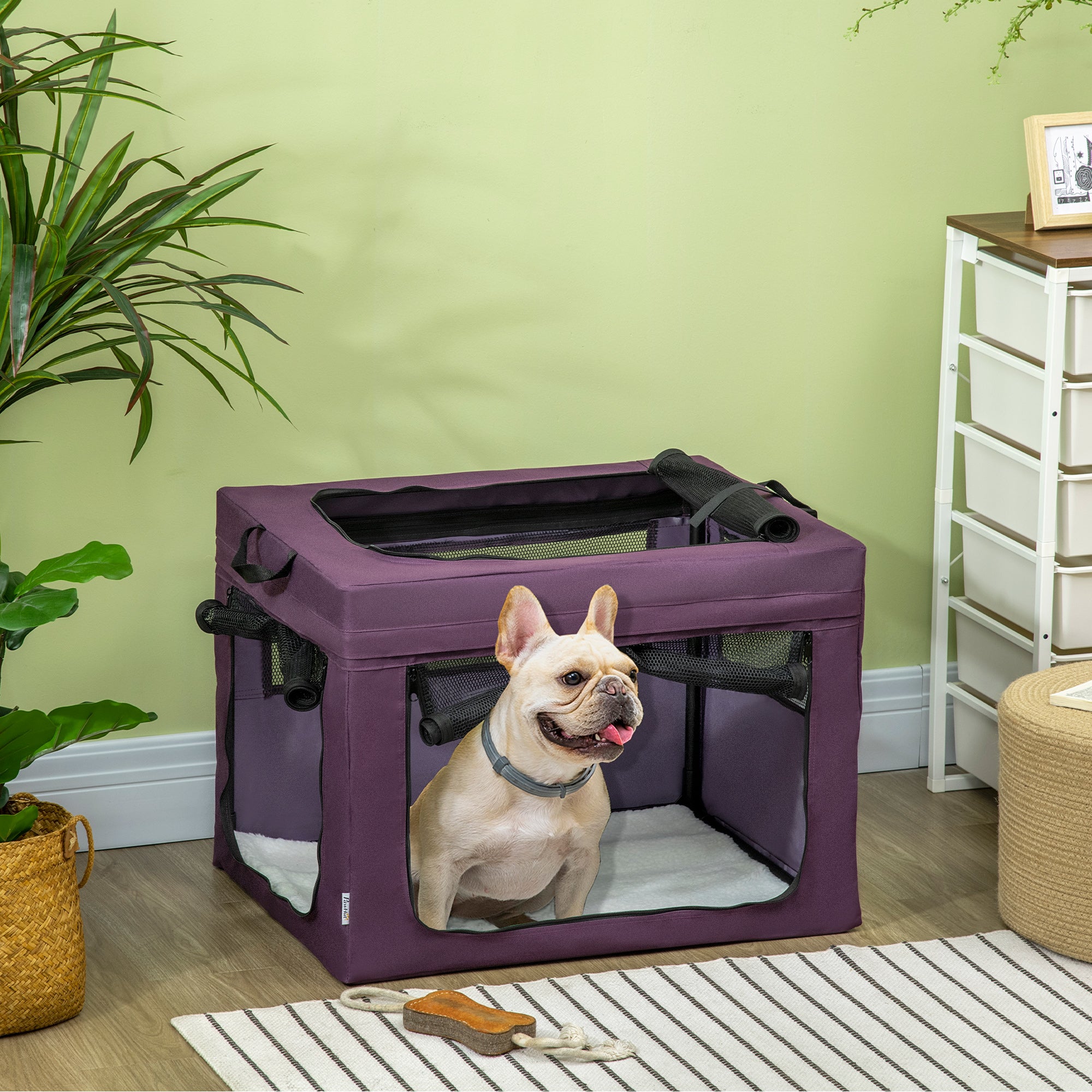 Dog Carrier Bag Portable Cat Carrier Foldable Dog Bag for Miniature and Small Dogs, 69 x 51 x 51 cm, Purple