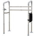 Adjustable Free Standing Toilet Safety Frame with Arms, Suction Cups & Grab Bar, 136kg Capacity - Silver
