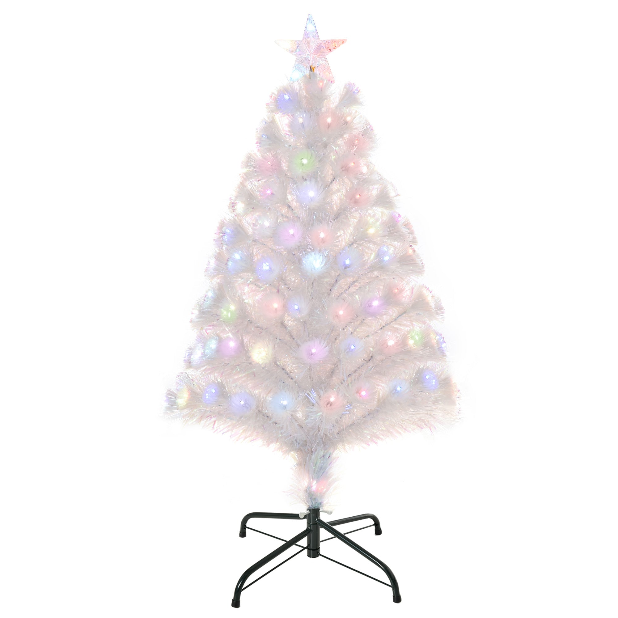 3 Feet Prelit Artificial Christmas Tree with Fiber Optic LED Light, Holiday Home Xmas Decoration, White