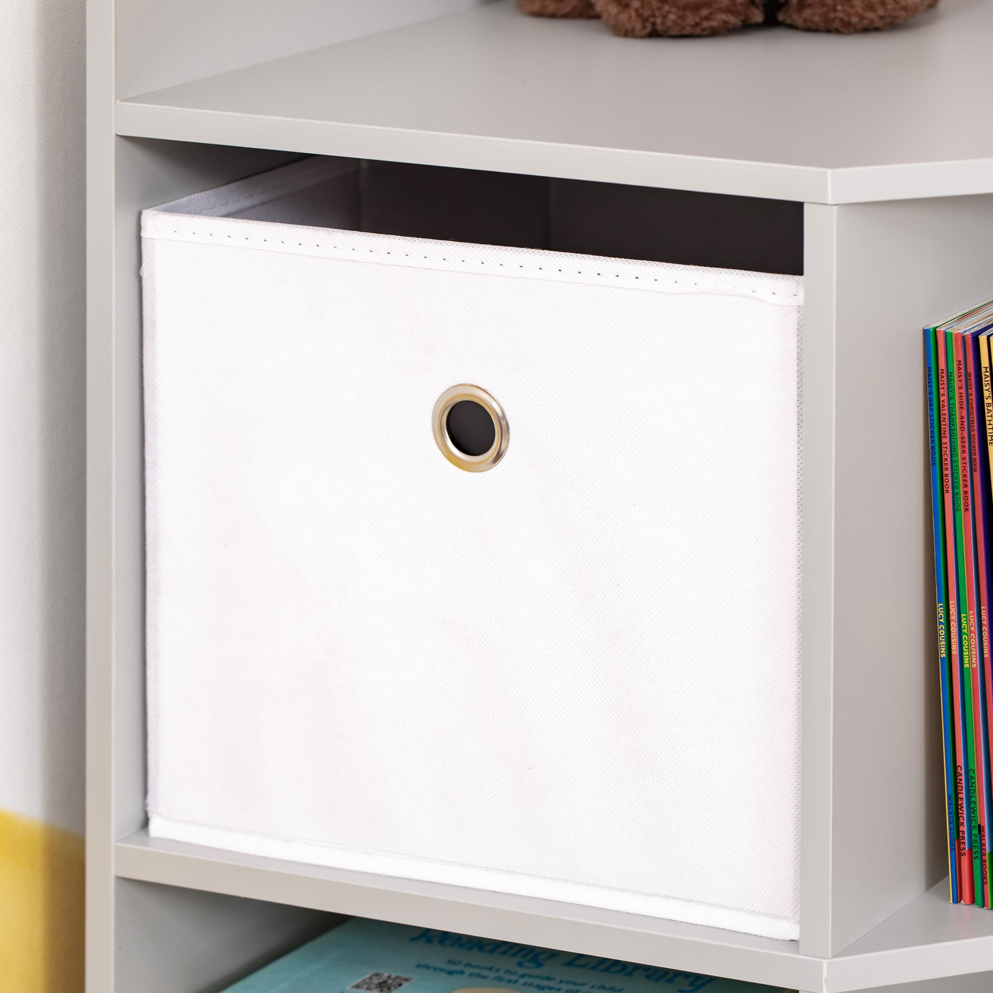 Kids Corner Storage Cabinet with Drawers and Anti-Tipping Hardware for Playroom or Bedroom - Grey