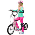 Teen Push Kick Scooter for Kids 5+ with Adjustable Handlebar, Dual Brakes & Rubber Wheels - Pink