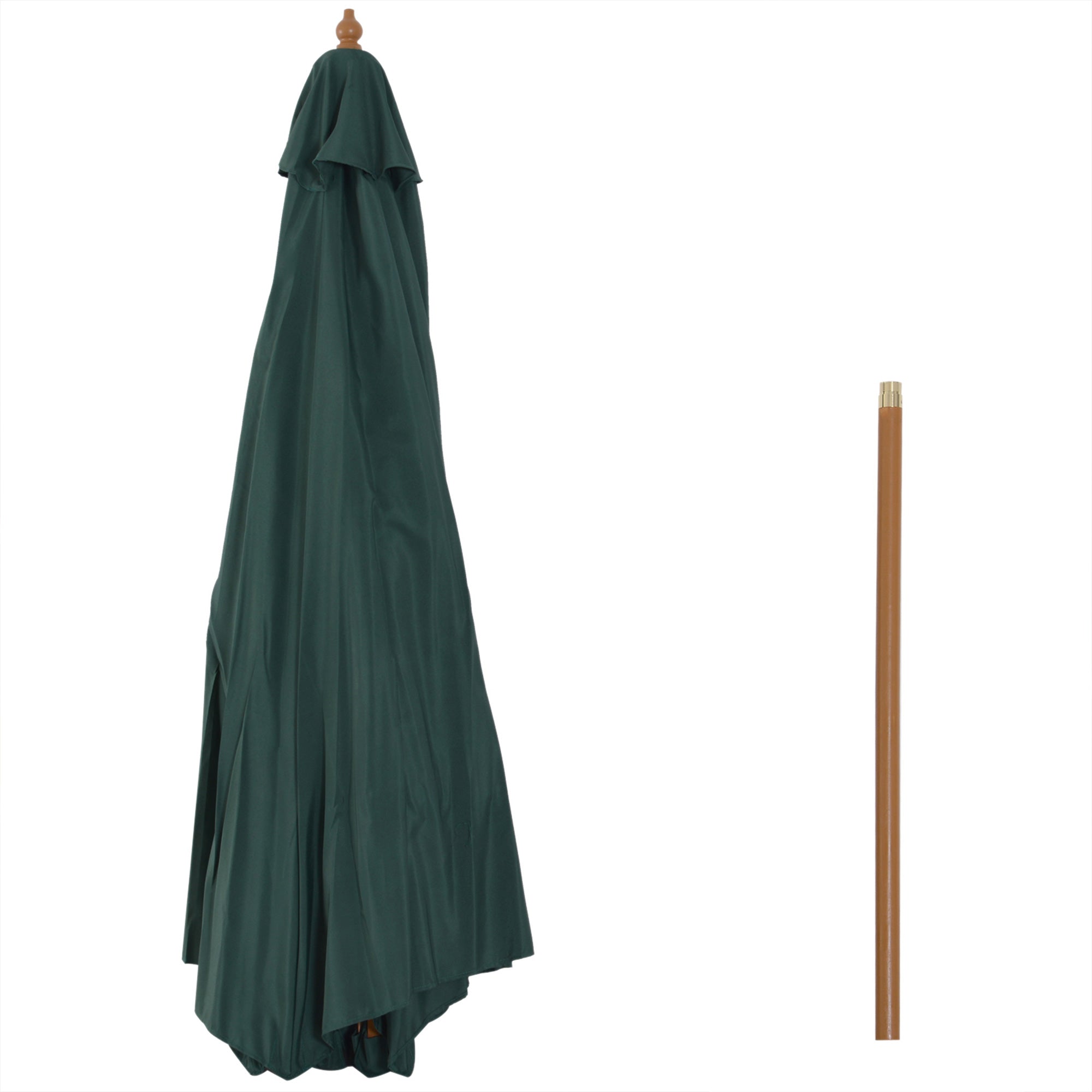 3 Metre Wooden Patio Umbrella with Pulley and Tilt Mechanism - Dark Green