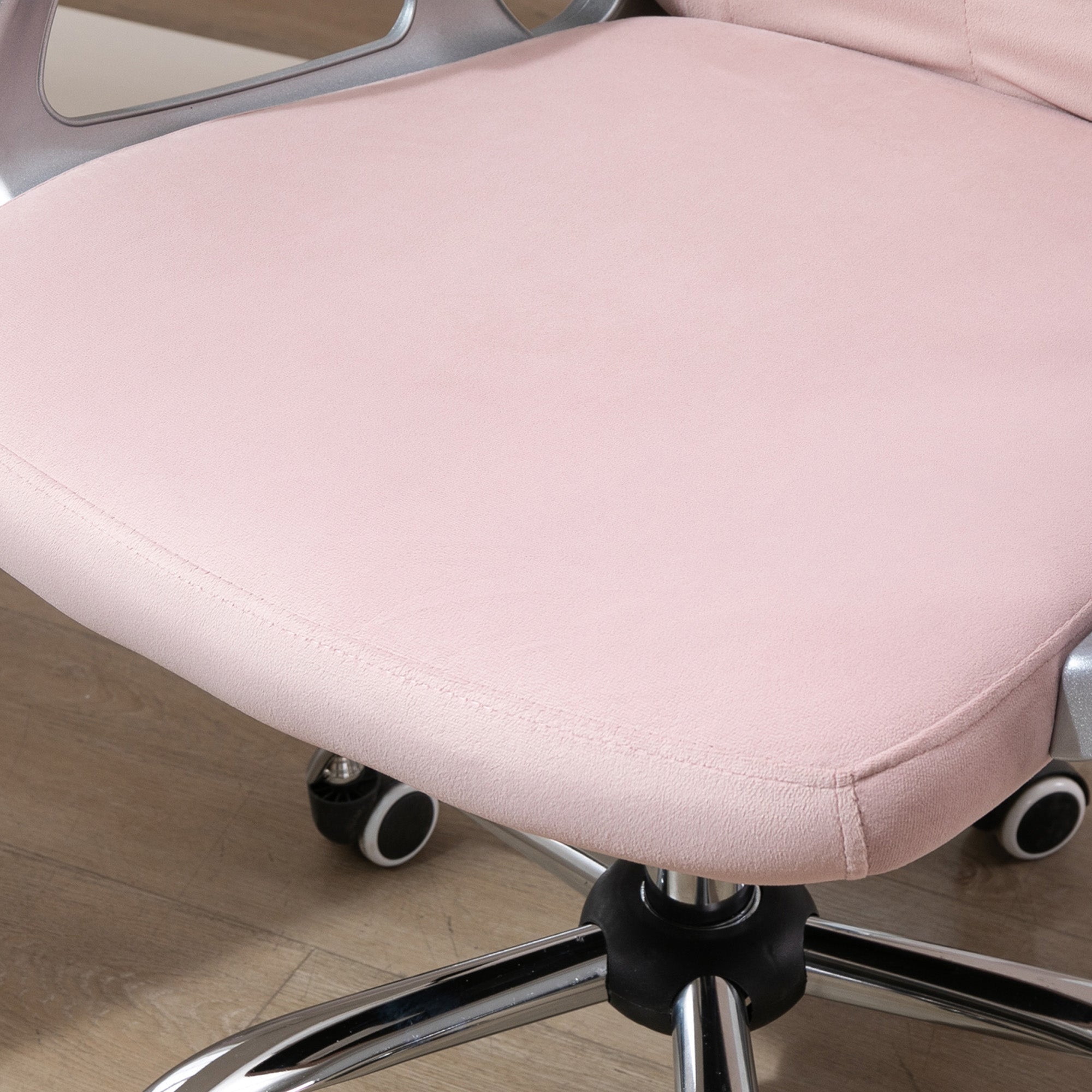 Office Chair Ergonomic 360° Swivel Diamond Tufted Home Work Velour Padded Base 5 Castor Wheels Pink