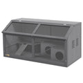 Wooden Hamster Cage with Suspension Bridge, Hut & Openable Top for Small Animals 85x45x44cm - Grey
