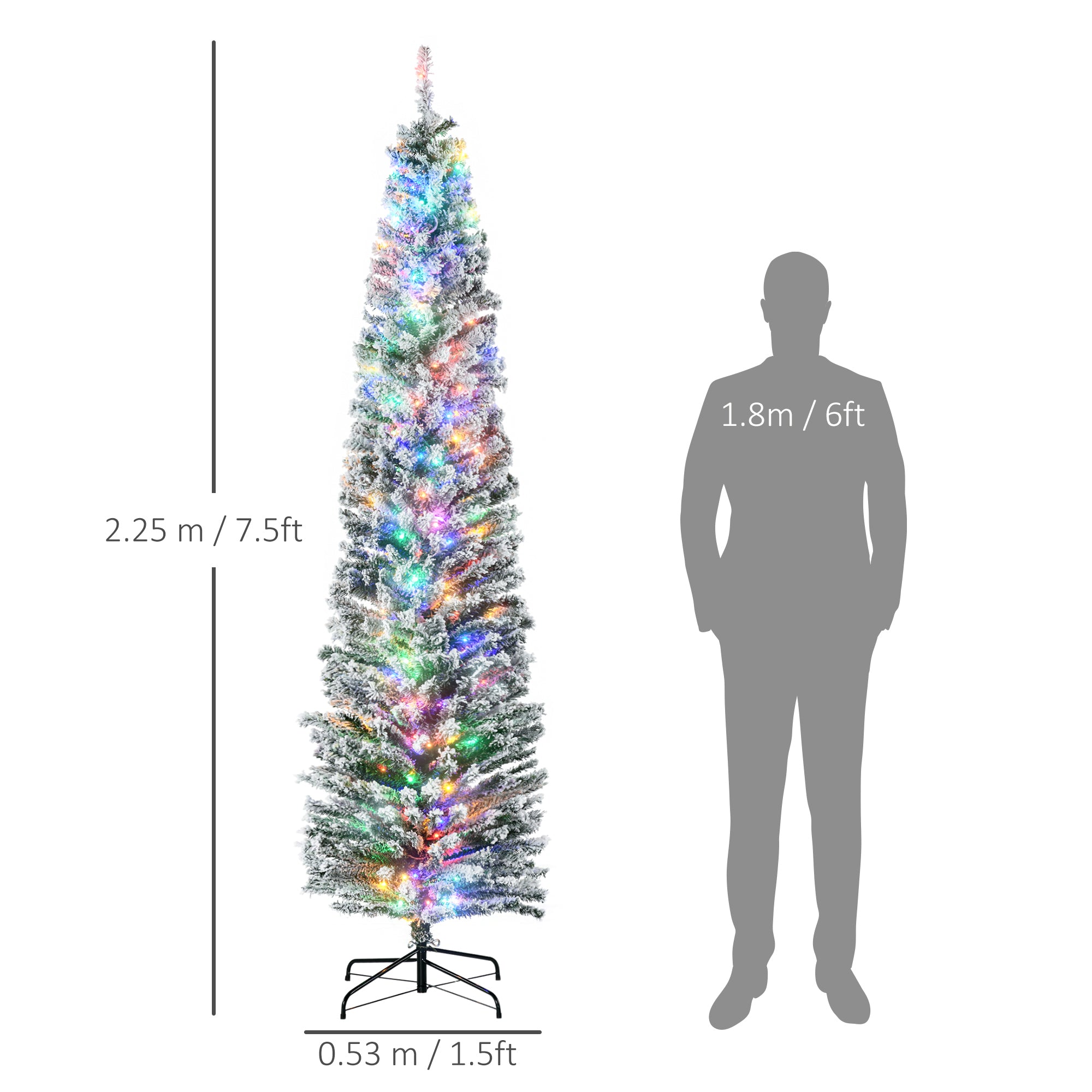 7.5' Artificial Prelit Christmas Trees Holiday Décor with Warm White LED Lights, Flocked Tips, Berry, Pine Cone