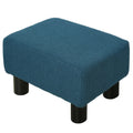 Linen Fabric Footstool Ottoman Cube with Plastic Legs - Blue