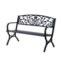 2 Seater Metal Garden Bench Outdoor Patio Loveseat with Backrest - Black
