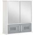 Wall Mounted Bathroom Mirror Cabinet with Adjustable Shelf - Grey