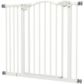 Adjustable Metal Pet Gate Safety Barrier 74-100cm with Auto-Close Door - White