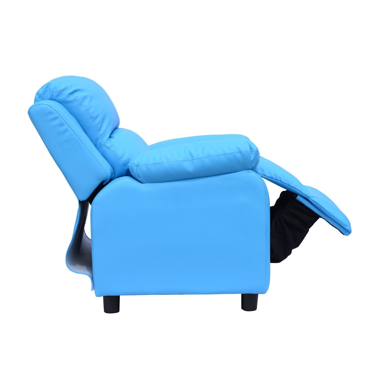 Kids Children Recliner Lounger Armchair Games Chair Sofa Seat PU Leather Look w/ Storage Space on Arms (Blue)