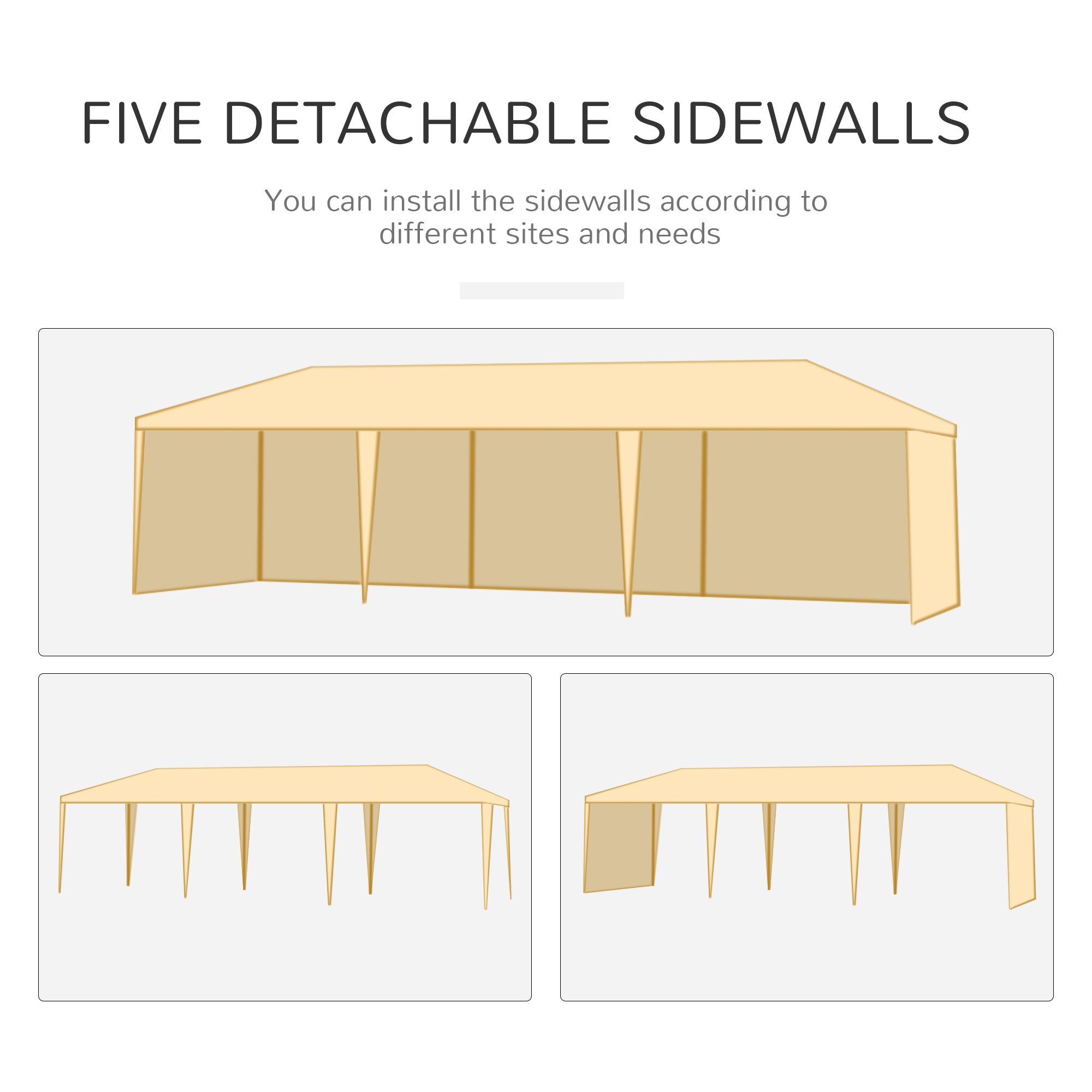 9 Metre Garden Gazebo Canopy with Removable Walls 3x9m - White