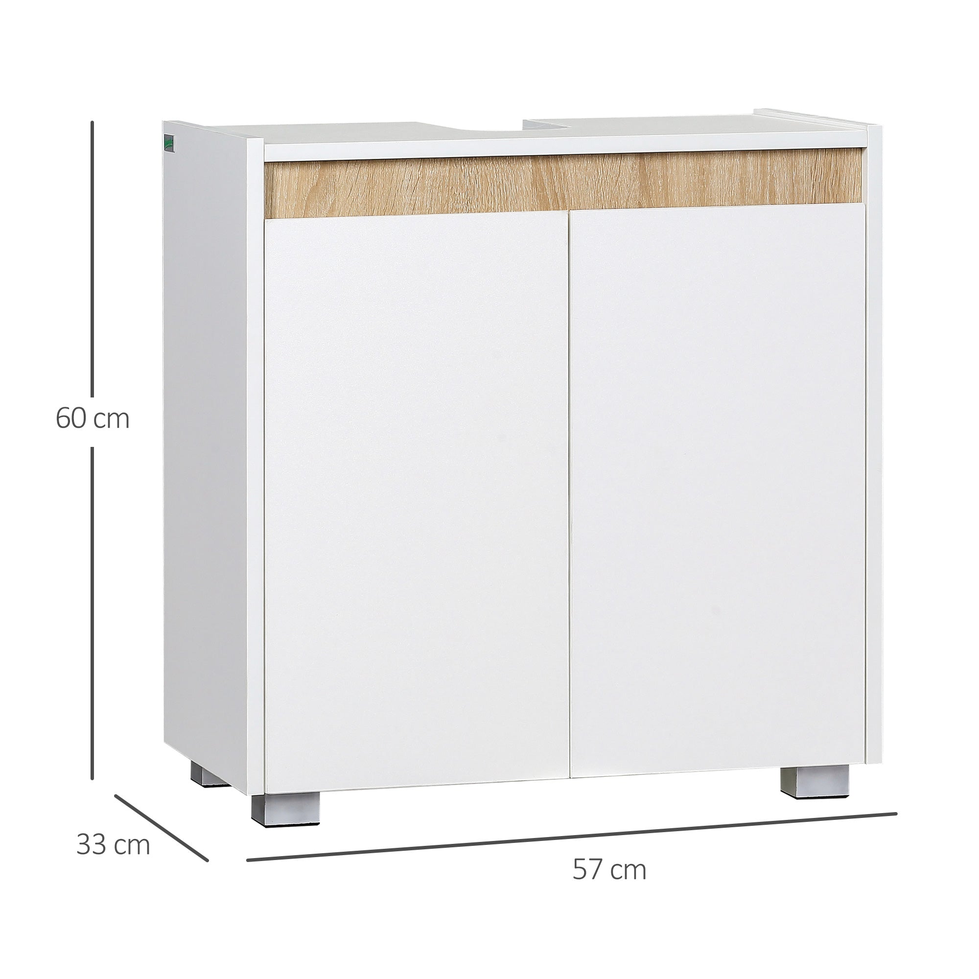 Modern Bathroom Sink Cabinet, Floor Standing Under Sink Cabinet, Freestanding Storage Cupboard with Double Doors, White