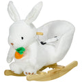 Kids Plush Rocking Horse Rabbit Shape with Safety Harness, Realistic Sound & Foot Pedals for Toddlers 18-36 Months - White