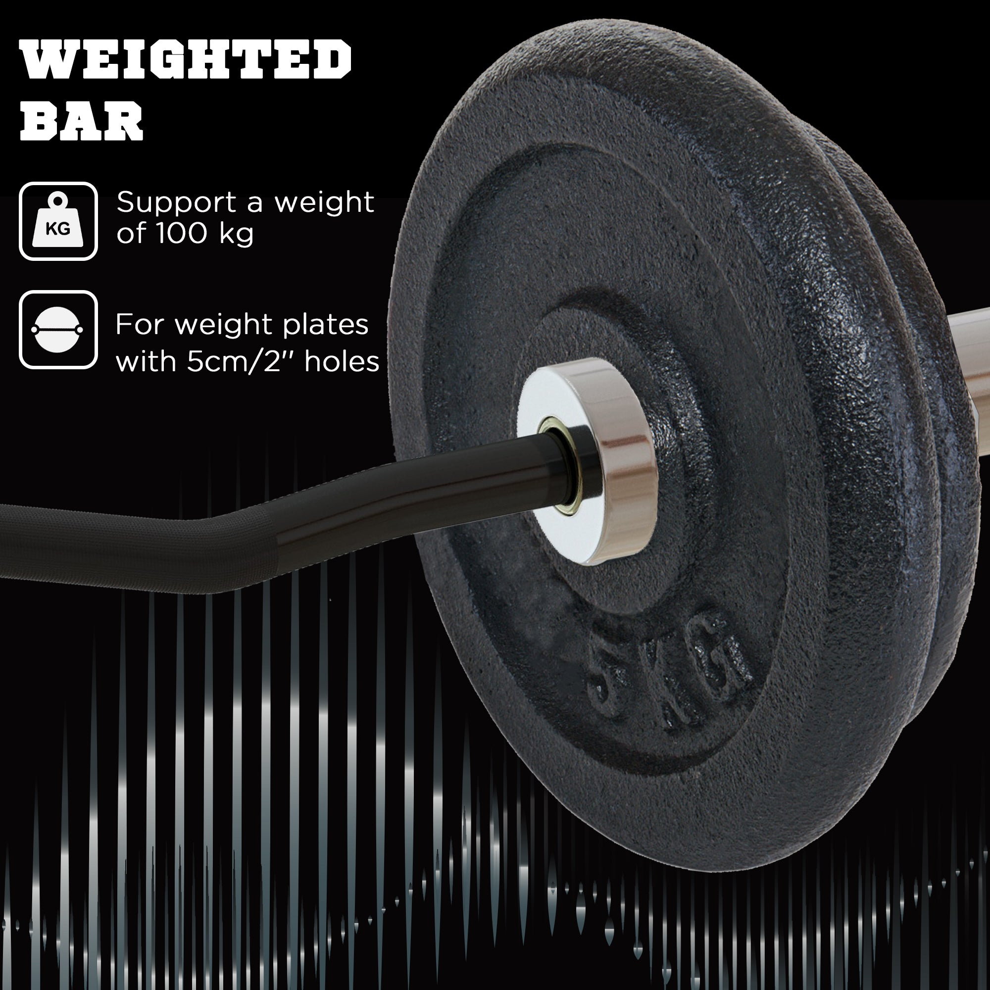 Olympic 120cm EZ Curl Bar & 200kg Barbell Jack Set for 5cm Plates - Black