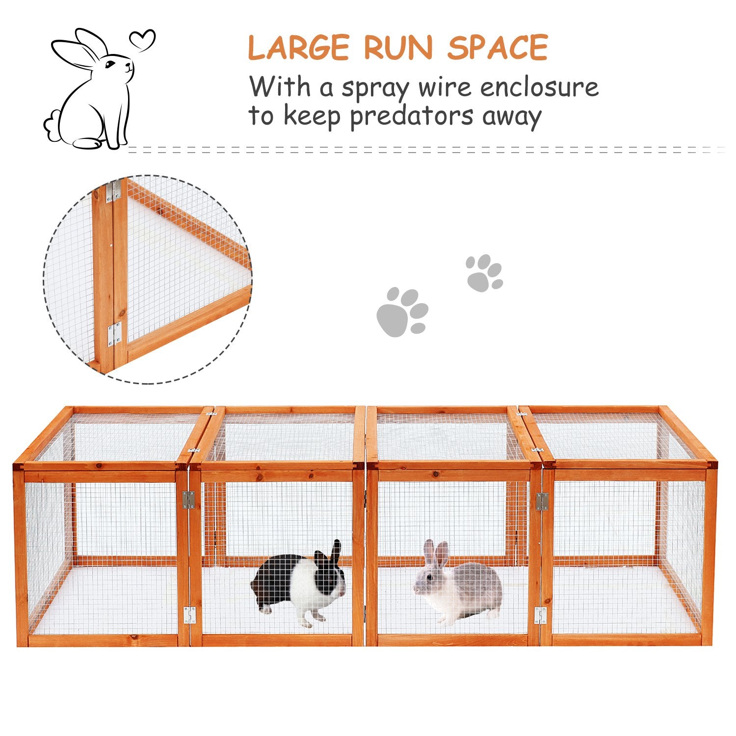 Rabbit Hutch W/ Mesh Wire, 181Lx100Wx 48H cm-Wood