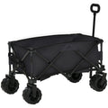 Folding Outdoor Garden Trolley Cart with Handle and Wheels - Black