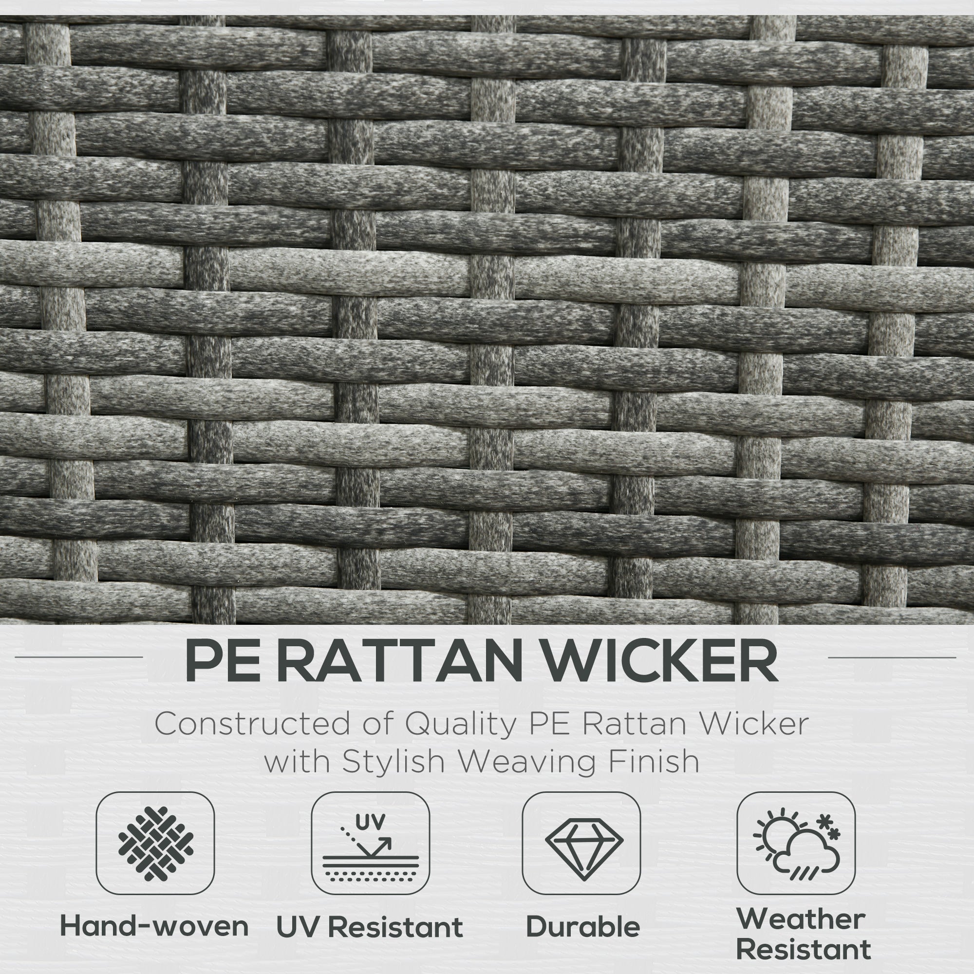 4-Seater Rattan Garden Furniture Outdoor Patio Corner Sofa Chair Set with Coffee Table Thick Cushions, Grey