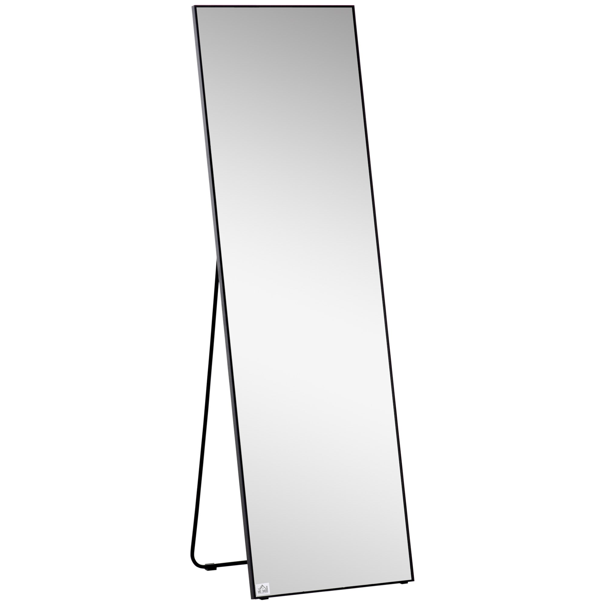 Full Length Dressing Mirror, Floor Standing or Wall Hanging, Aluminum Alloy Framed Full Body Mirror for Bedroom, Living Room, Black