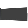 Retractable Side Awning 400 x 180 cm Outdoor Privacy Screen for Garden, Balcony, Terrace, Pool - Black