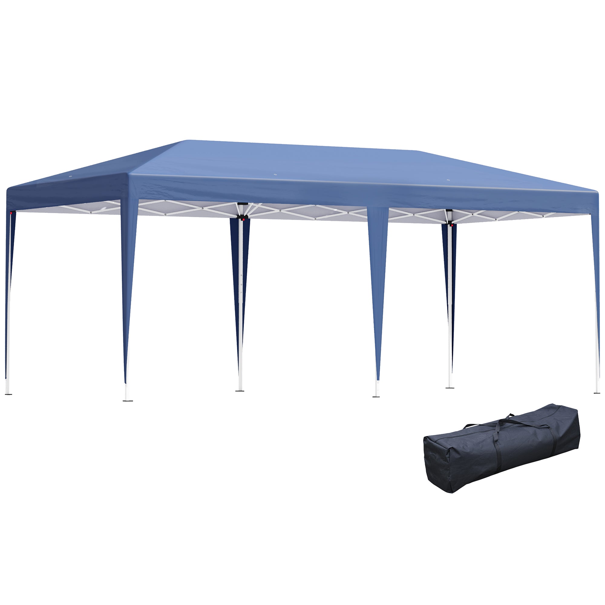 Pop Up Gazebo, Double Roof Foldable Canopy Tent, Wedding Awning Canopy w/ Carrying Bag, 6 m x 3 m x 2.65 m, Blue