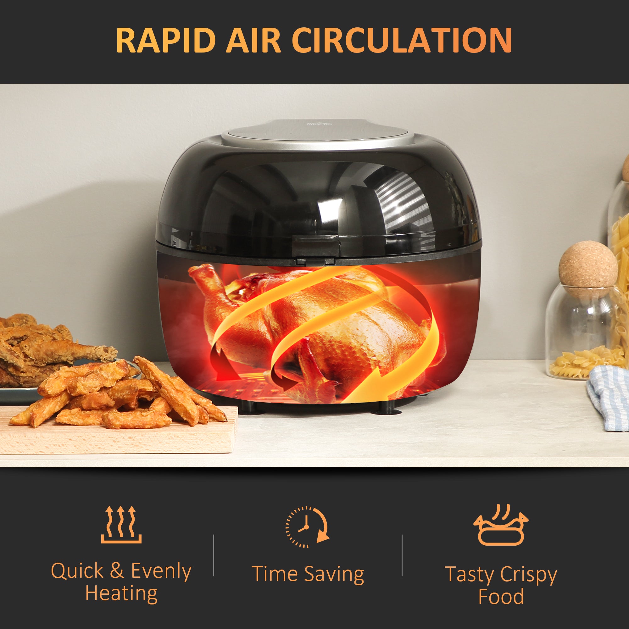 7L Digital Air Fryer Oven with Air Fry, Roast, Broil, Bake, Dehydrate, 7 Presets, Rapid Air Circulation, 60-Minute Timer and Non-stick Basket