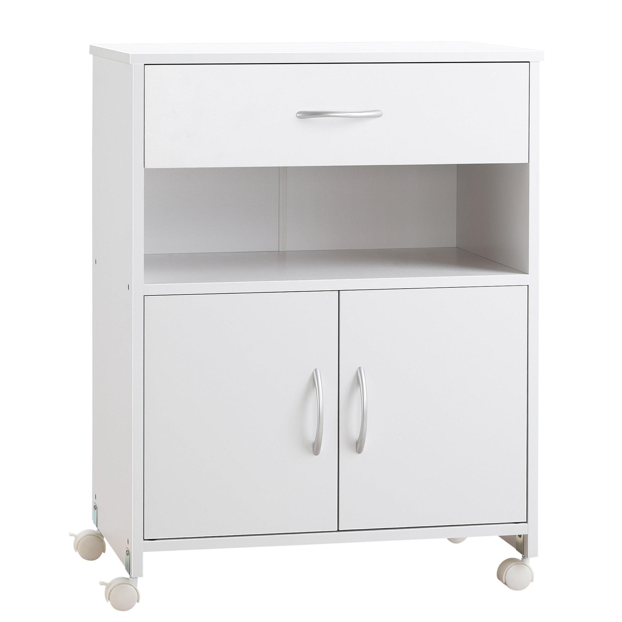 Printer Stand Mobile Printer Cabinet with Storage, Open Shelf, Drawer for Home, Office, White