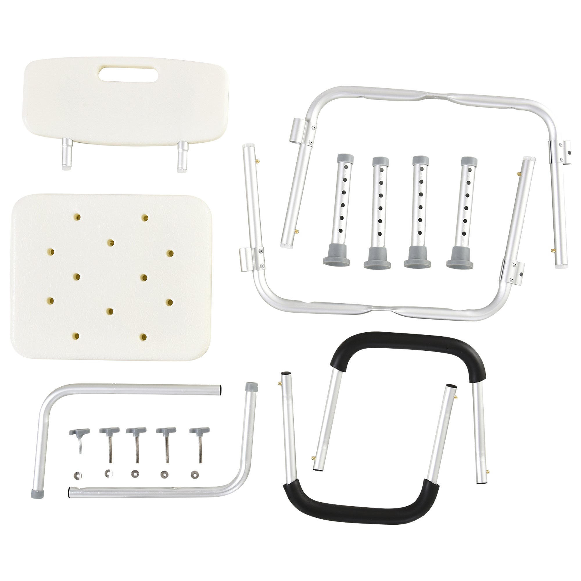 Adjustable Shower Chair, Shower Seat, Portable Medical Stool with Adjustable Back and Armrest for Mobility