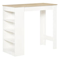 Bar Table with 4-Tier Storage Shelf for Kitchen, Dining & Living Room - Natural